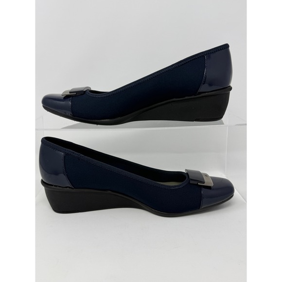 Anne Klein Women's Navy Blue Wedge Heels Comfort Iflex Shoes Size 8.5 - Picture 4 of 9